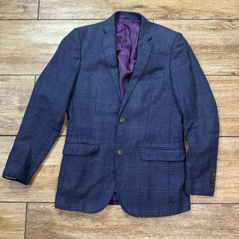 Moods of Norway Blue Plaid Wool linen Blazer Sz 36 EU 42 1865 Reda Lined Blazer - Picture 16 of 16